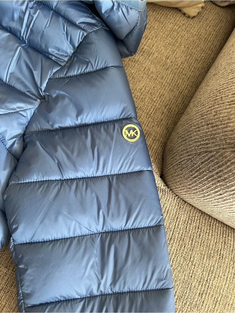 NWOT Michael Kors Blue Hooded Quilted Puffer Jacket